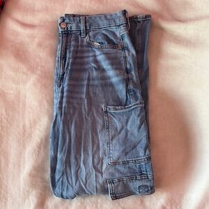 American Eagle Curvy Super High-Waisted Baggy Wide-Leg Cargo Jean|size 8 reg